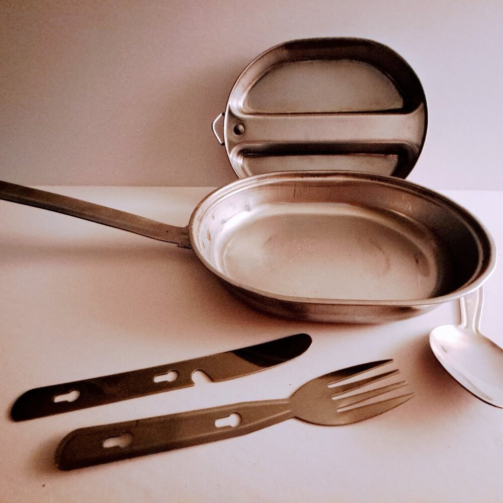 Vintage 5-Piece Portable Camp Skillet and Utensils